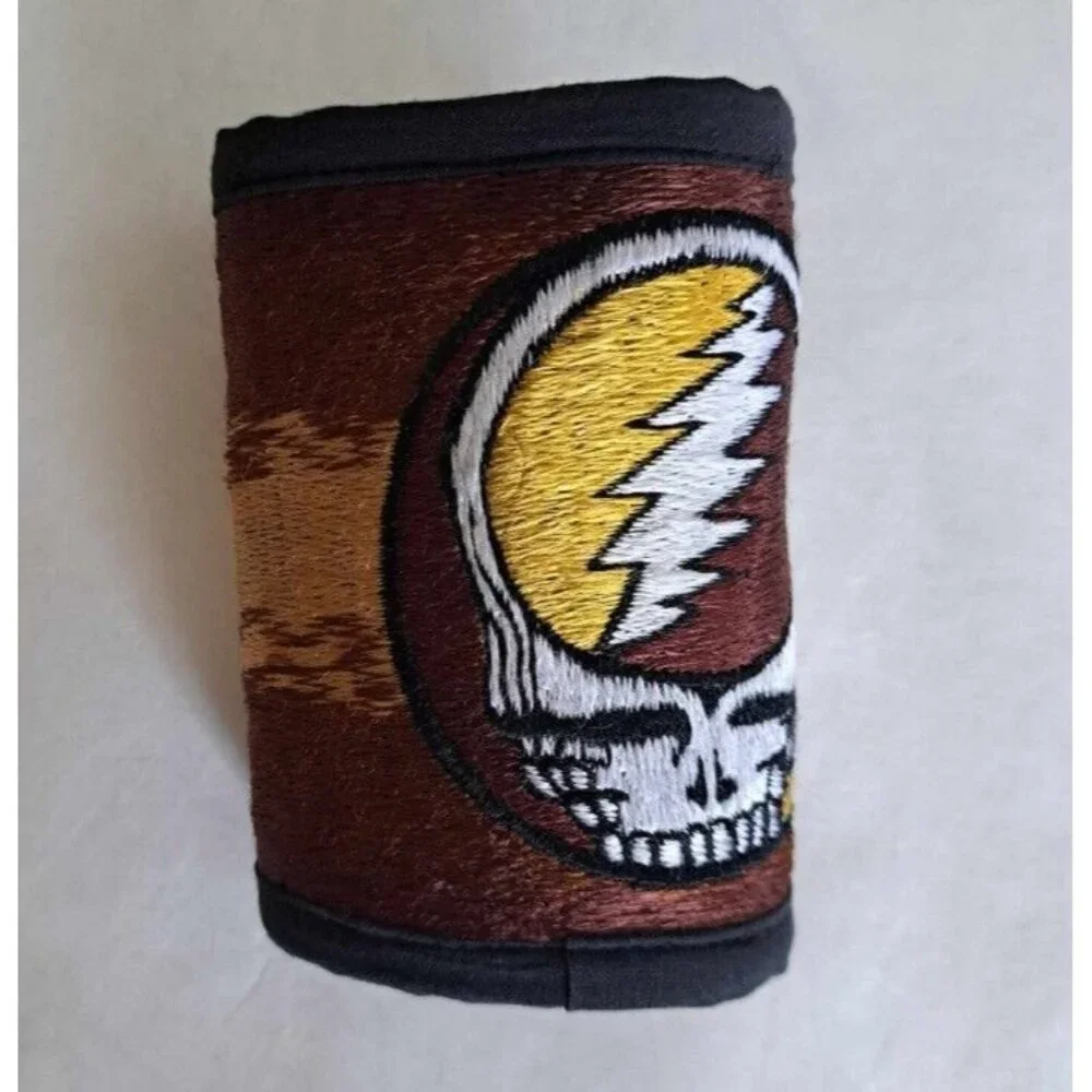 New Grateful Dead Skull Wallet Trifold Brown & Yellow Steal Your Face Licensed - Picture 3 of 5
